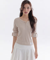 ANGORA CANVAS HENLEY WAFFLE T-SHIRT_TT6S214BE