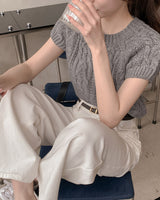 Node cable short sleeve knitwear