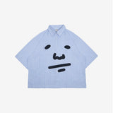 PEANUT STAIN - Peanut Face Blue Striped Boxy Shirt