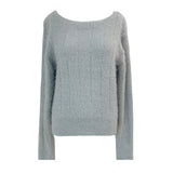  Milk tea angora long sleeve boat neck vertical knit top (5 colors)