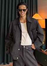 Stripe Trucker Denim Jacket 2COLOR