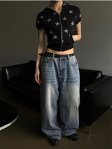 Star crop hood zip up(2color)