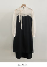 26SS★ メラージュシフォンカラータイHラインワンピース