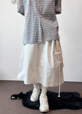 Muti Shirring Pocket H-Line Long Wide Skirt 4color