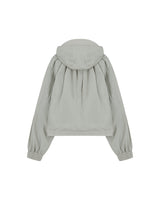 Neck Shirring Hooded Windbreaker _ GREY