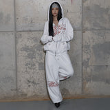 ATTENTION EYELET HOODED ZIP-UP (WHITE) F25ZA010