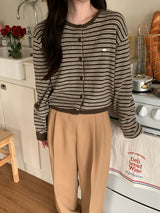 [MADE] [Planning] Slits Stripe Round Cardigan
