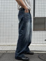 Damage straight denim pants