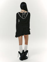 TWIST FRILL SKIRT BLACK