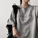 ポーチエンブロイダリースリットボクシーフィットショートスリーブTシャツ