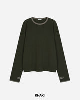 Grid Crop Waffle Ringer Tee