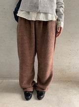 Halka Bokashi Hairy Knit Banding Wide Pants