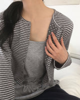 HUDストライプドットカーディガン