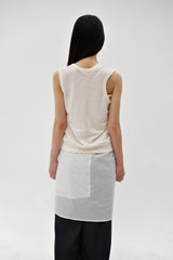 Linen oval neck knit, Cream