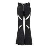 STUD GREY CUTOUT ZIPPER DENIM