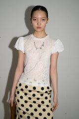 フローラル レースパフトップ(White)