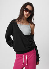 [B-BASIC] Mid-Sweat Deep V-Neck Sweatshirt