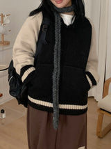 [unisex] ジオンカウチャンカラーマッチングニットジップアップカーディガン