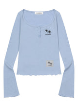 DARO U-NECK SLIM FIT BUTTON LONG SLEEVE T