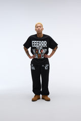 Weekend warrior people artwork T-shirt (Black)