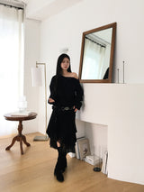 Unbal zipper loose knit