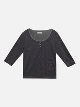 Dot Star Henley Neck 3/4 Sleeve T-Shirt (3c)