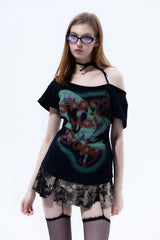 Emoha バタフライスリーブ半袖Tシャツ