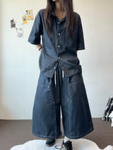 Coin Denim Stitch Detail Shirt 2color