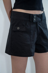 ダブルボタン コットンショーツ(Black/2size)