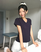 [MADE/S,M] ベーシックレーヨンVネック半袖Tシャツ