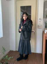 ガテルピーチフズーバンディングチェックロングスカート