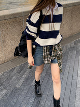 [UNISEX] Perrin ストライプカラスウェットシャツ