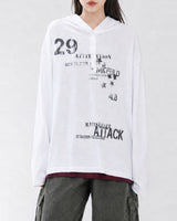 (UNISEX) アタック ヘンリーネック フーデッド ロングスリーブ