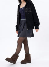 RANDOM STUD ARCH 2-WAY ZIP-UP (2color)