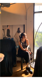 Black mini sleeveless long dress