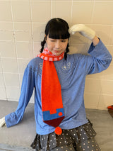 ウィンターオリジナルデザインチェックニットステッチウールマフラー