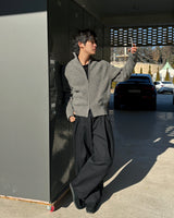 One-tuck cotton wide pants