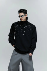 Pearl Embellished Cable Knit Sweater