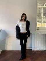Luna Skin Off-Shoulder Cable Slim-Fit Knit