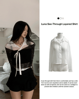 Luna See-Through Layered Long Sleeve Shirt (3 Colors)