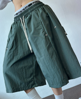 HIGH QUALITY💜SNAP NYLON BERMUDA PANTS 💚🤍🤎🖤6COLOR