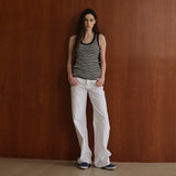 Wool 100% Striped Knit Sleeveless_Black