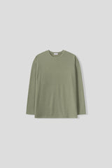 リネン ルーズフィット ラウンド ロングスリーブ Tシャツ (5color) (No.966)