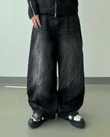 Shard crack wide denim pants