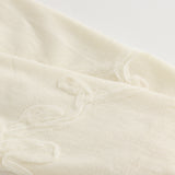 Silk Ruffle Hem Mix Mesh Flower Embroidery Top