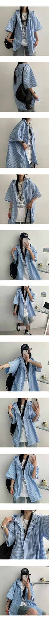 Luck on Linen Stripe Hooded Shirt