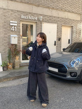 Pump Check Color Matching Hood Bomber Padding Jumper
