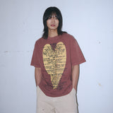 Untitled Heart Logo Pigment Wash Short Sleeve Brown