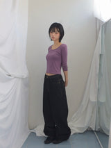 U-Neck Three-Quarter Slim Line Cotton Top