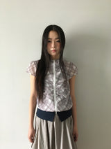 Plaid chiffon シャーリングジップアップ (2color)